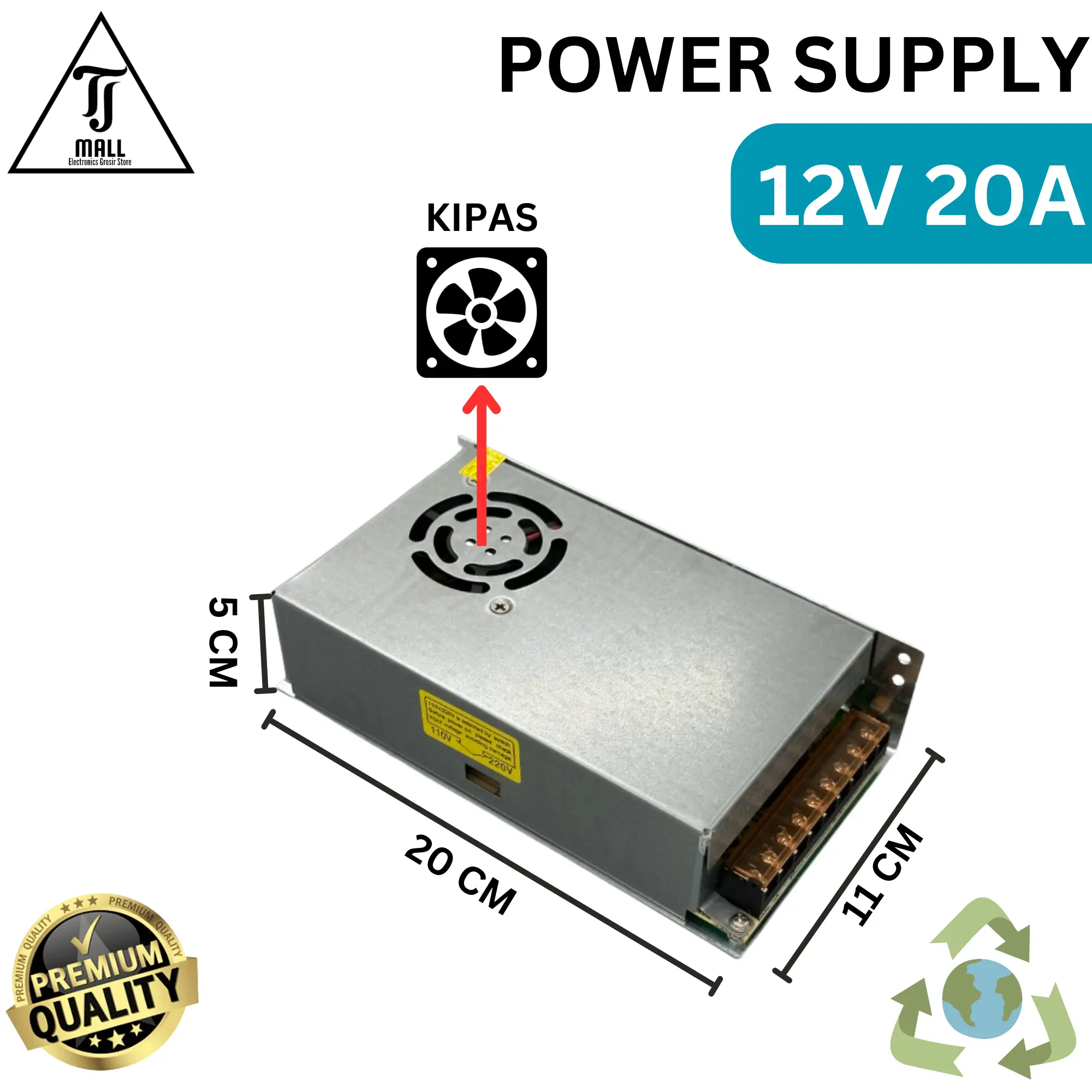 Adaptor Power Supply 12v 20A / 30A PSU Jaring CCTV LED