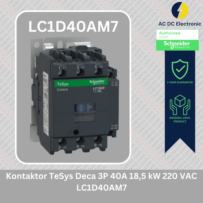 Gambar Schneider Kontaktor 40A AC3 18.5kW 1NO 1NC 220VAC LC1D40AM7 dari AC DC Electronic Kota Surabaya Tokopedia