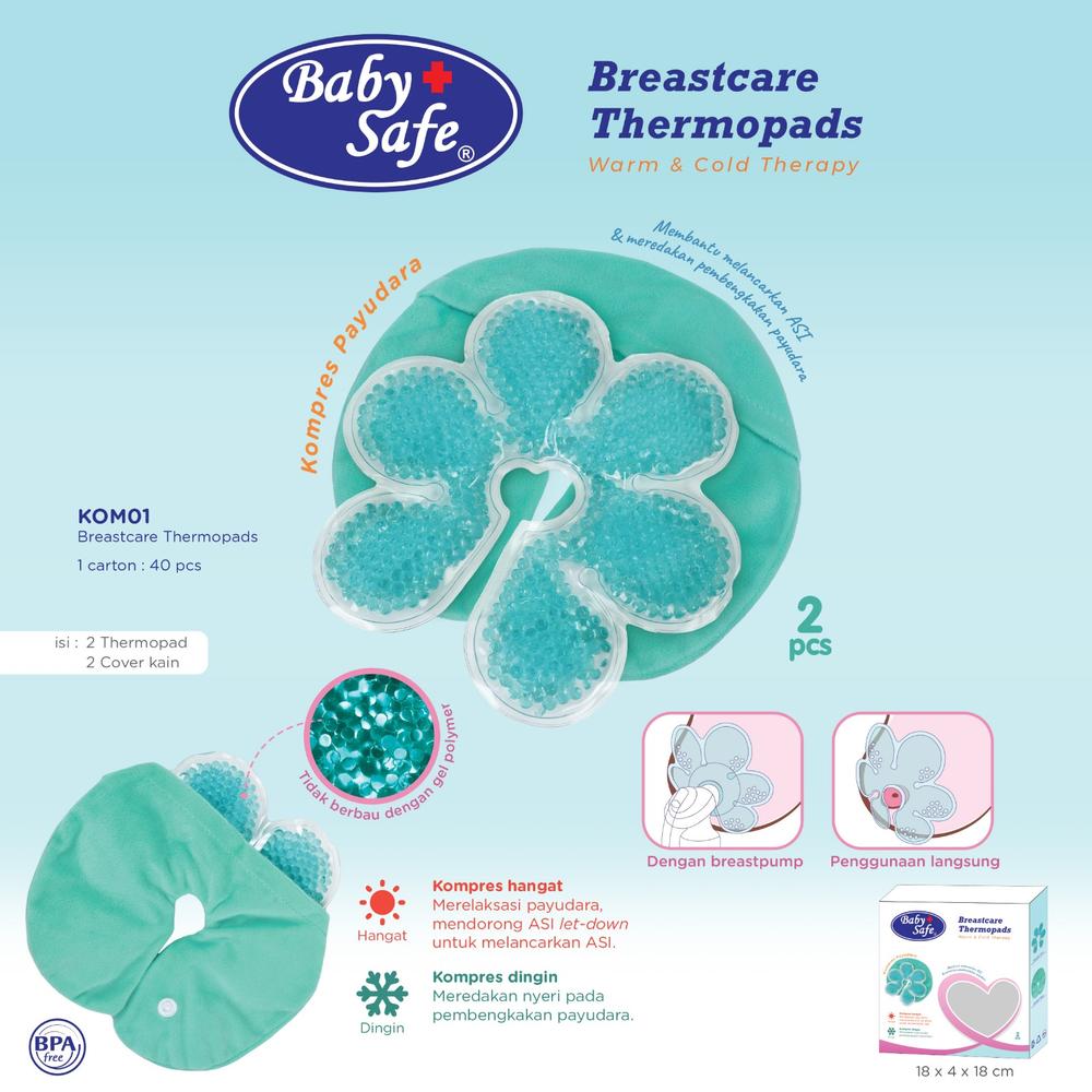 Baby Safe Breastcare Thermopads (KOM01) isi 2 With Cover Kain | Kompres nyeri payudara ibu hamil | relaksasi payudara persiapan ibu menyusui | asi lancar | meredakan nyeri payudara | breast relaxant