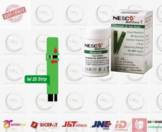 Nesco Gula Darah Strip 1 Box I Glucose Strip isi 25 untuk Alat Cek Darah Nesco MultiCheck Mengukur Kadar Gula Sendiri Tanpa ke Dokter