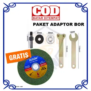 PAKET ADAPTOR BOR KE GERINDA ARBOR + MATA GERINDA CUTTING DISC 4 Inch