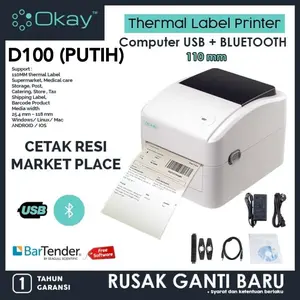 PRINTER RESI A6 THERMAL LABEL PENGIRIMAN STICKER A6 110mm OKAY D100L