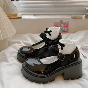 Sepatu Mary Jane Wanita Heels Platform Aesthetic Korean Lolita Shoes-Matte