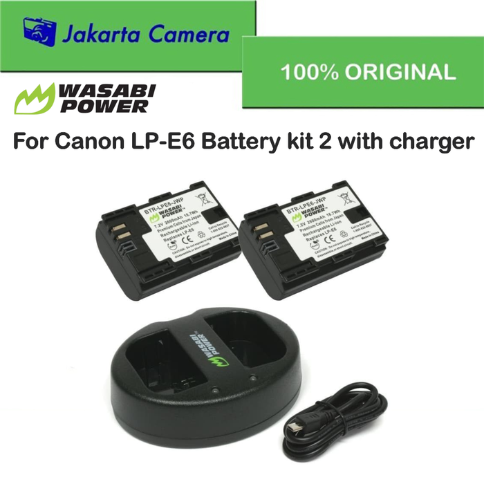 Gambar Wasabi power for Canon LP-E6 Battery kit 2 with charger dari JakartaCamera Kota Administrasi Jakarta Barat Tokopedia