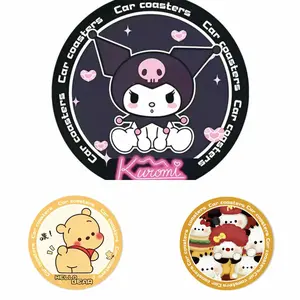 Car Coaster Water Cup Bottle Waterproof For Interior Decoration  Anti Slip Pad Kuromi Winnie Mushroom Doll