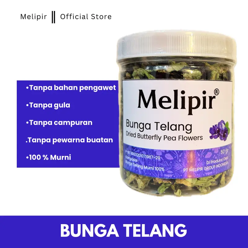 Bunga Telang Kering Murni 100% Original Melipir | Dried Butterfly Pea Flowers | Natural Organik 0