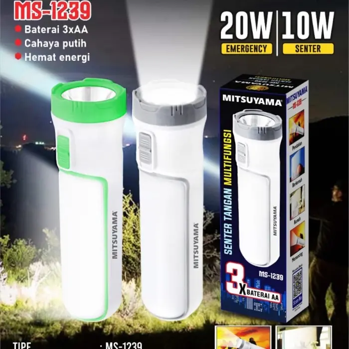 MS-1239 Senter tangan baterai led multifungsi lampu emergency 1239
