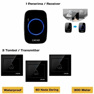 Bel Pintu Rumah Wireless Waterproof 3 Receiver Jarak Jauh
