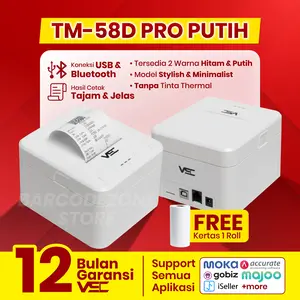 Mini Printer Thermal Bluetooth VSC TM-58D PRO RPP02 -Print Kasir RJ-11