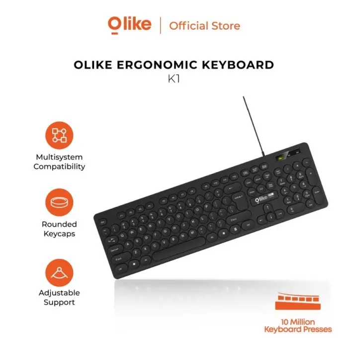 OFFICE KEYBOARD KANTOR OLIKE K1 DENGAN KABEL USB 1.5M