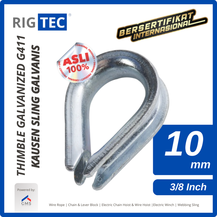 Gambar RIGTEC Thimble Wire Rope / Kausen Sling G411 10 mm 3/8 Inch Galvanized dari RIGTEC OFFICIAL Kota Administrasi Jakarta Utara Tokopedia