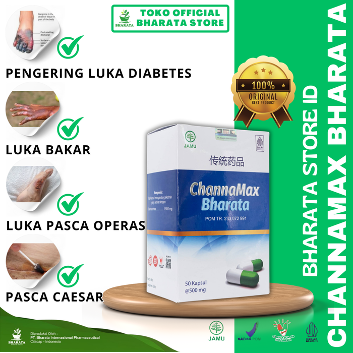 Gambar OBAT PENGERING LUKA DALAM LUAR SUNAT MELAHIRKAN DIABETES CHANNAMAX BHA dari Bharata Store com Kab. Cilacap Tokopedia