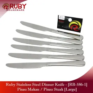 RUBY PISAU STEAK TEBAL STAINLESS 23cm / DINNER KNIFE 6 PCS MIRIP ELEGANT