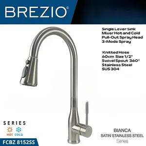 BREZIO FCBZ8152SS Keran Air Mixer Panas Dingin Kran Sink Fleksibel Flexible Cuci Piring Dapur Wastafel