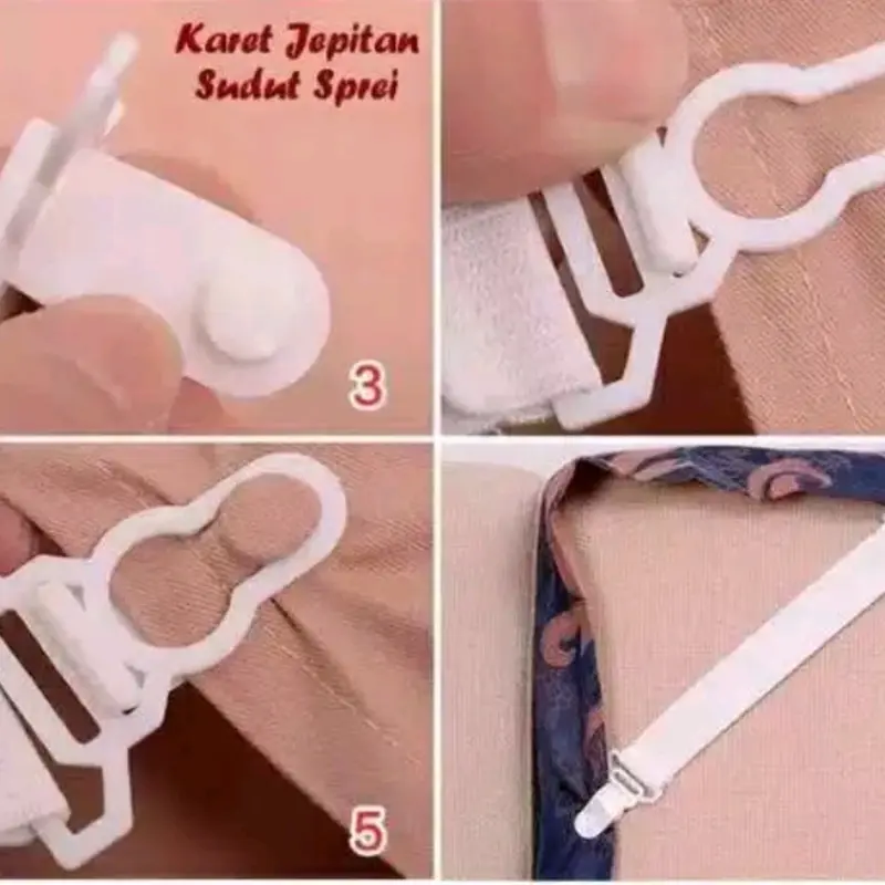 Karet Jepitan /Penjepit, Pengait Sudut Sprei, Bed Cover, Kasur, Sheet Grippers 4
