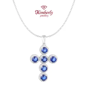 Liontin Berlian Salib Batu Blue Sapphire KPD1116007 -KimberlyJewellery