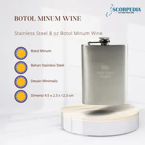 Tempat Wine Botol Minum Bir Stainless Steel Kotak 8 Oz 225mL