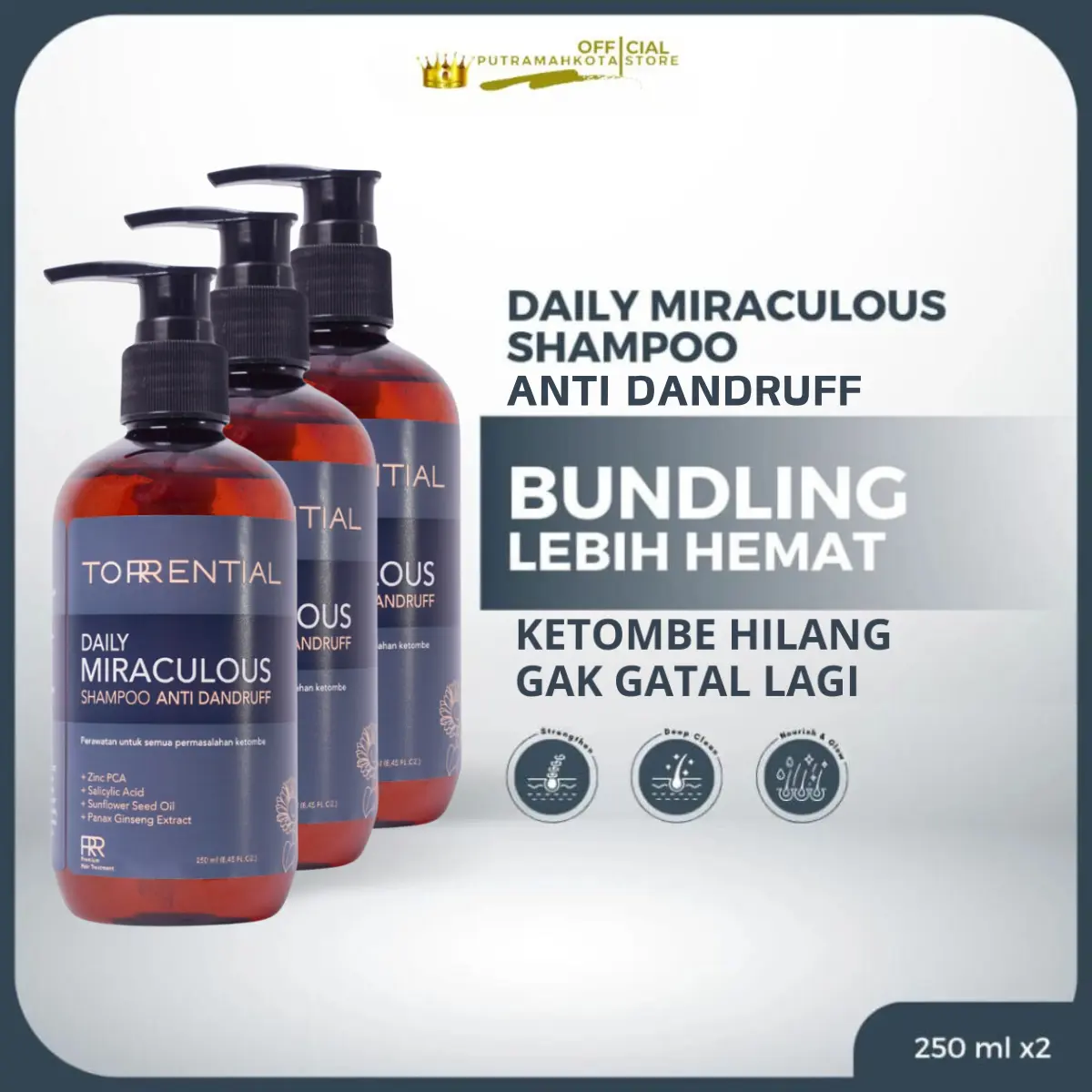 Paket Hemat 3Pcs Torential Daily Miraculous Shampoo Extra Ginseng