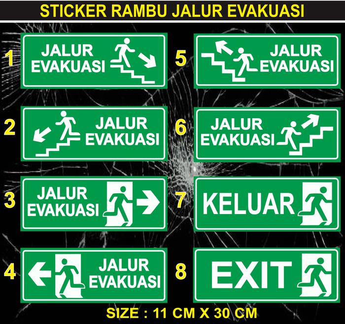 Rambu Rambu Exsit Jual Stiker Vinyl Rambu Jalur Evakuasi Darurat / Jalur Evakuasi Tanggap ...