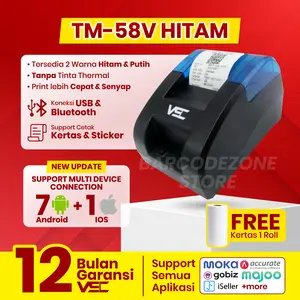 Mini Printer Thermal Bluetooth VSC TM-58D 58mm RPP02 Print Struk RJ11