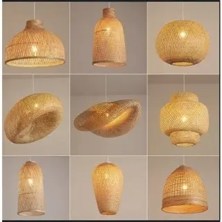 Kap Lampu Rotan / Lampion Rotan Gantung / Rattan Lampion aesthetic