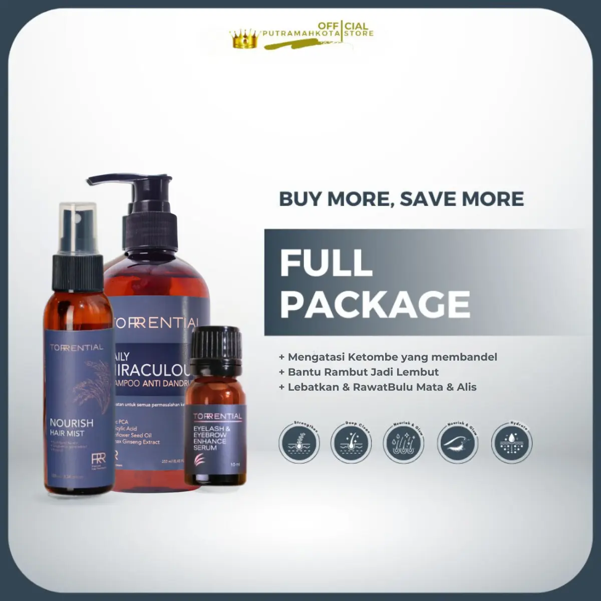 Full Package Torential Shampoo + Nourish Hair Mist + Serum Bulu Mata