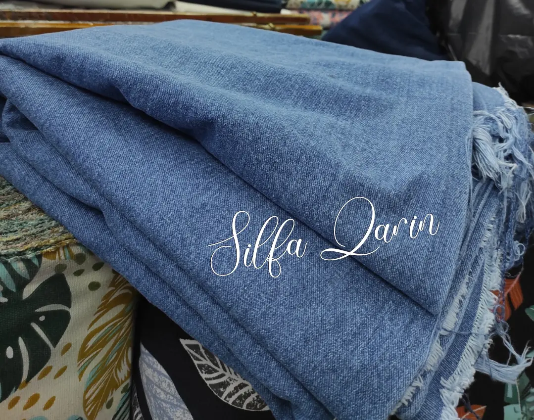 Kain Bahan Denim Blue Jeans 14 oz Bahan Tebal (Sudah Washed) P-125cm x L-150cm