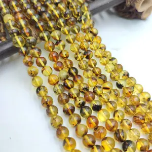 Manik Batu Alam Amber 4 6 7 MM Jenis Batu: Amber Baltic (resin fosil alami)