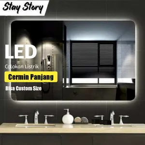 Cermin LED Persegi Panjang | Cahaya Merata | Rias Lebih Jelas & Estetik untuk Makeup
