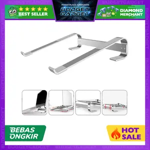 BudgetGadget Stand Holder Laptop Premium Aluminium Metal Stand Laptop 10-18 Inch Desain Ergonomis & Ventilasi Efisien LS-5