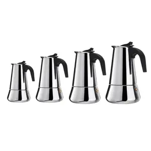 Alat Kopi One Two Cups Moka Pot Espresso Coffee Maker - Teko Stovetop Filter Cup Stainless Steel 100ML/200ML/300ML/450ML