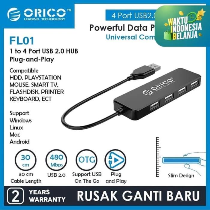 Gambar ORICO FL01 USB2.0 HUB 4 port devices USB 2.0 dari Click & Go Tokopedia Kota Bandung Tokopedia