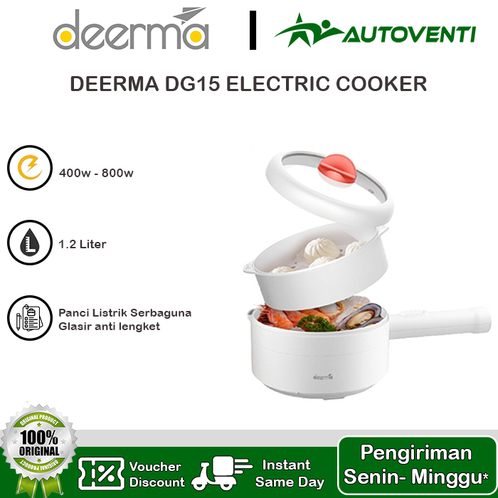 Gambar DEERMA DG15 FryingPan Alat Masak Elektrik Kukus Steam Frypan Serbaguna dari AUTOVENTI Official Store Kota Administrasi Jakarta Barat Tokopedia