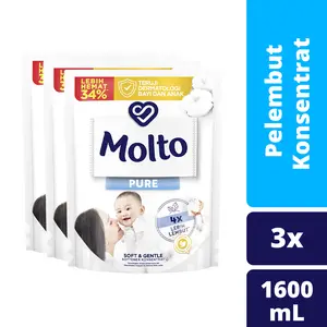 Molto Pure Pewangi Pakaian Bayi, Pelembut Baju Bayi Konsentrat 1.6L Multipack