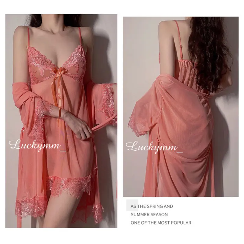 Luckymm - Satu Set Sexy Lingerie Kimono Transparan Baju Tidur sexy Wanita / sleepwear wanita 022 8