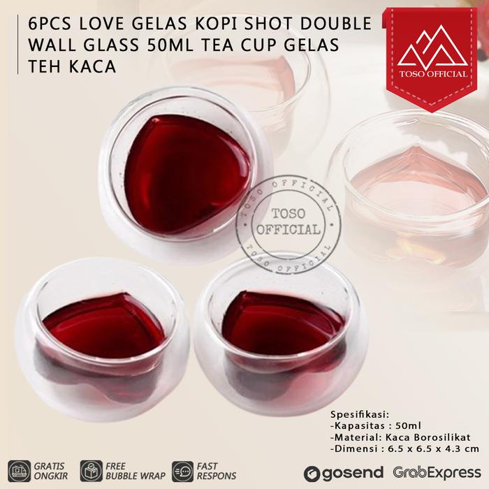 Gambar Gelas Kopi LOVE Espresso Shot Glass Double Wall 50ml Coffee Tea Cup Gelas Teh Kaca - SATUAN ECER dari Toso Mart Kota Administrasi Jakarta Pusat Tokopedia