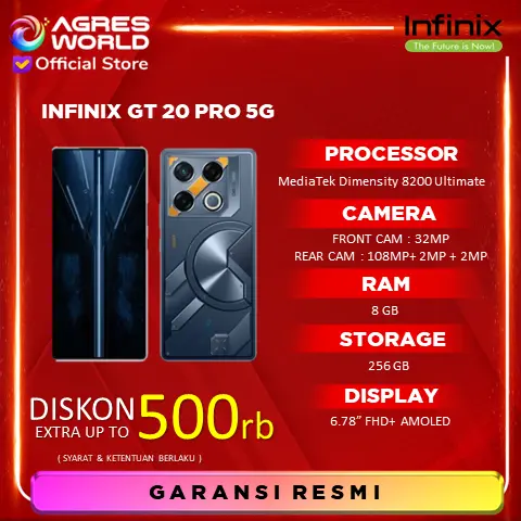 INFINIX GT 20 PRO 5G 8GB/256GB DIMENSITY 8200 ULTIMATE - RESMI INFINIX 0