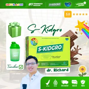 S-KIDGRO Peninggi Original Terbaik Untuk Tambah Tinggi Badan Anak Bonus Cokelat BPOM & HALAL MD 800940063015 Dengan High Calcium Low Fat Vitamin D Protein Dan DHA Solusi Tumbuh Tinggi dan Cerdas