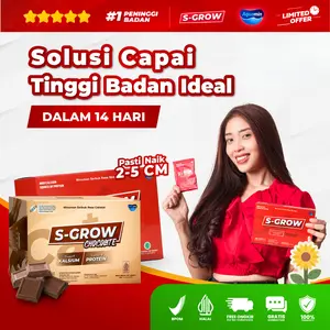 SGROW Peninggi Badan Terbaik 1 Box Solusi Tambah Tinggi Badan Ideal Dengan Kalsium Murni & Protein Tinggi Rasa Cokelat BPOM GMP HACCP
