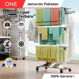 Rak Jemuran Besi Tebal Kaki Roda Universal Fleksibel Kokoh Serbaguna Pipa Plastik