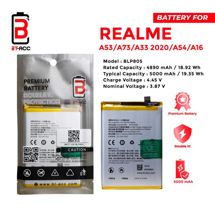 Gambar BT ACC Battery For Oppo A53 / A73 / A33 / A54 / A74 5G /A16 BLP805 dari BT-ACC Kota Administrasi Jakarta Utara Tokopedia