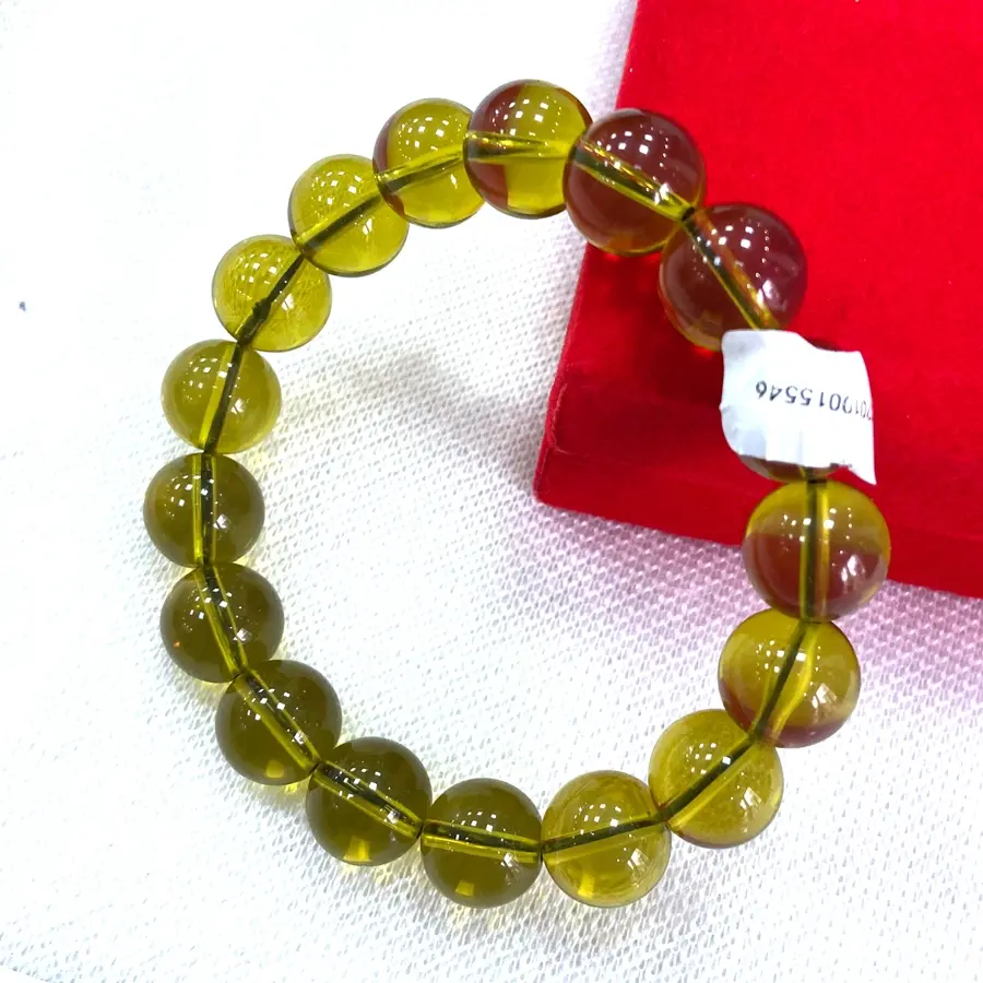 Gelang Amber Hijau Mexico Natural 100% Asli Translucent 10mm/12mm Diameter 17cm-19cm Tali Elastis Stylish Minimalis untuk Pria dan Wanita