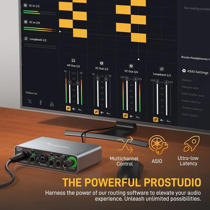 MAONO PS22 PS 22 Audio Interface Recording Live Streaming Gaming Soundcard - BLACK 5