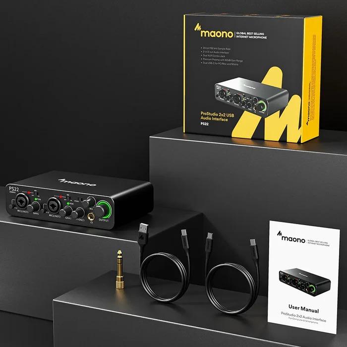MAONO PS22 PS 22 Audio Interface Recording Live Streaming Gaming Soundcard - BLACK 1