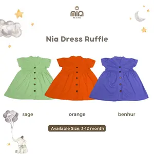 NIA Dress Bayi Perempuan 3-6 Bulan Warna Polos Dress Baby Nia Rample
