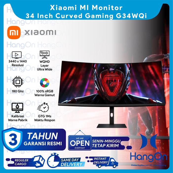 Promo Xiaomi Mi Monitor 34 Inch Curved Gaming G34WQi WQHD Ultra Wide ...