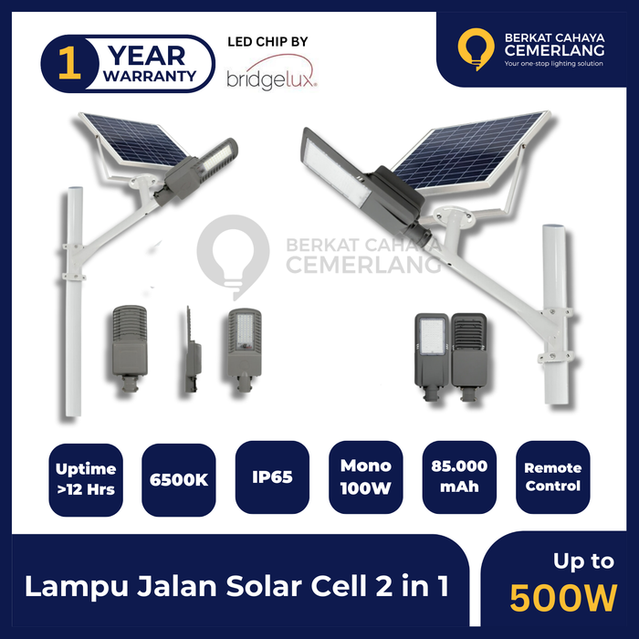 Jual Lampu Jalan Solar PJU 2 IN 1 100W 200W 300W 400W 500W Solar Cell ...