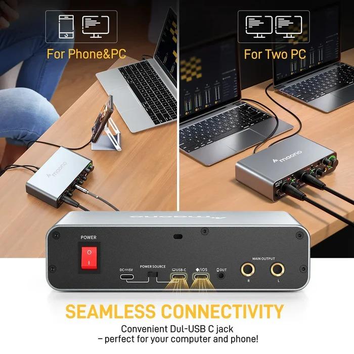 MAONO PS22 PS 22 Audio Interface Recording Live Streaming Gaming Soundcard - BLACK 6
