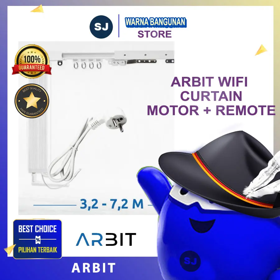 ARBIT - Smart WiFi motorized Curtain / Gorden Motor + Remote + Rail