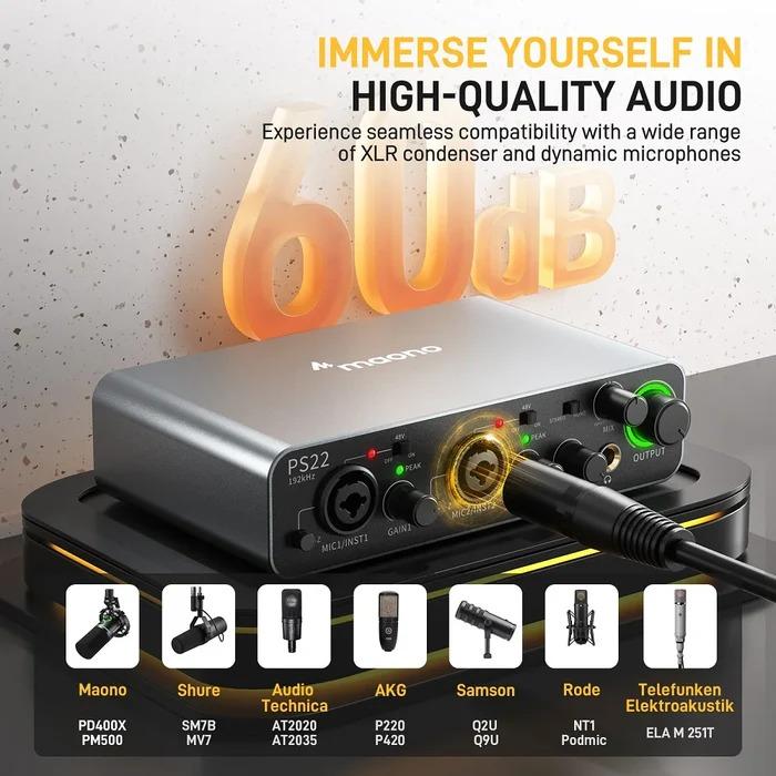 MAONO PS22 PS 22 Audio Interface Recording Live Streaming Gaming Soundcard - BLACK 4